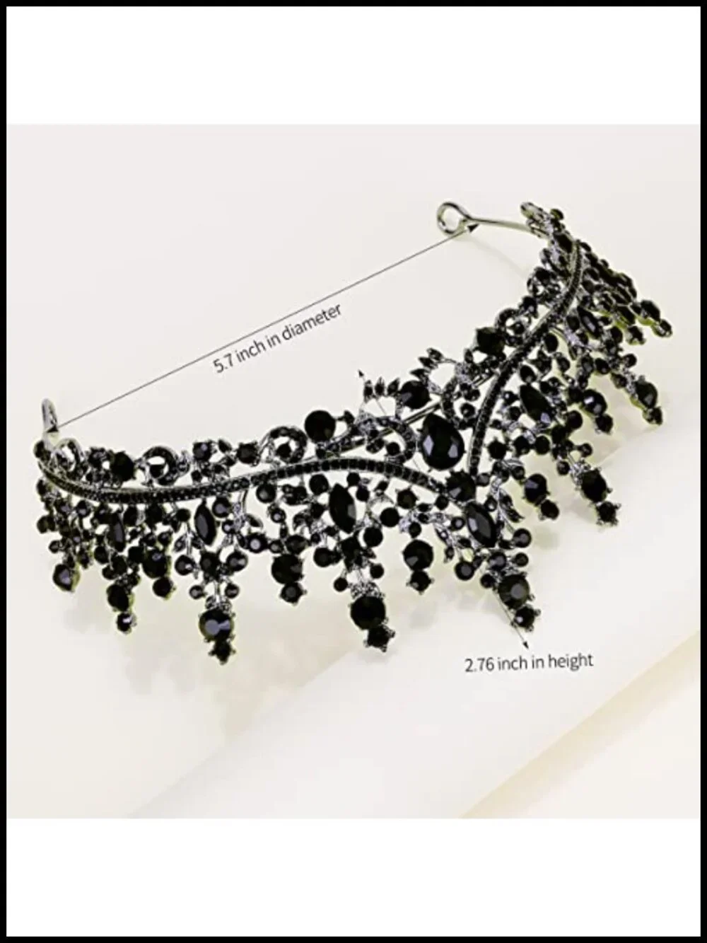 Gothic Crystal Tiara Crown for Women, Vintage Black Swan Headpiece for